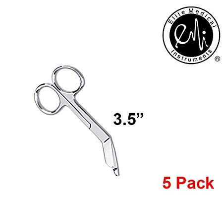 EMI Lister Bandage Scissors, Stainless Steel, Adult - Bulk multipack - Select Quantity (3.5" - 5 Pack)