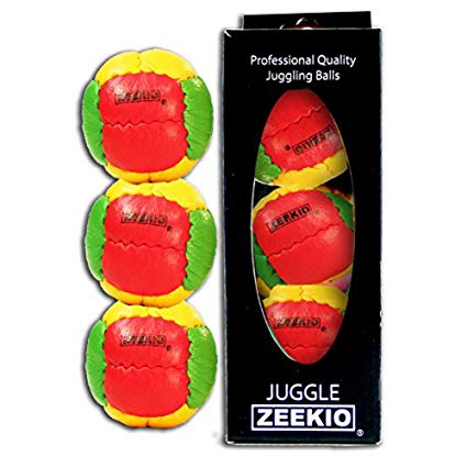 Zeekio Galaxy Juggling Ball Gift Set- 3 Juggling Balls - Yellow/Red/Green-Rasta