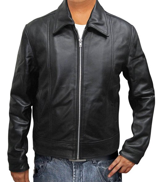 G12 Geniune Black Leather Jacket for Men