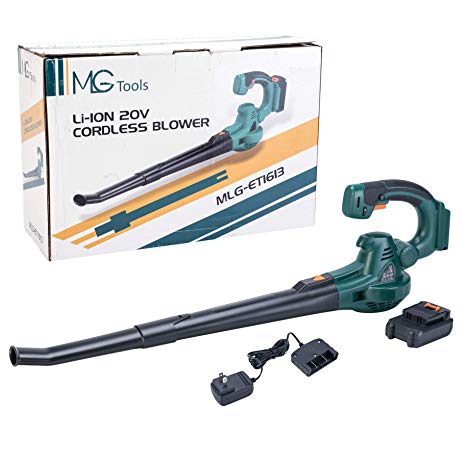 MLG Tools ET1613 20V Lithium Ion Cordless Leaf Blower/Sweeper 6 Variable Speeds from 50MPH to 120MPH