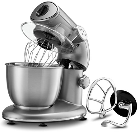 Gourmia EP600 6-Quart, Planetary Action Stand Mixer with Stainless Steel Bowl (Silver)- 650 Watts ETL rated 1000 Watts Maximum- Includes Free Recipe Book