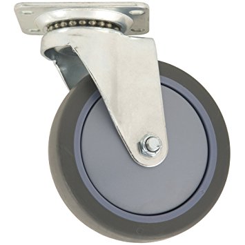 Waxman Casters TPR Rubber Caster Wheel – Gray 5-Inch Swiveling Top Plate – Non-Marking, Safe on Surfaces – For Multi-Purpose Use