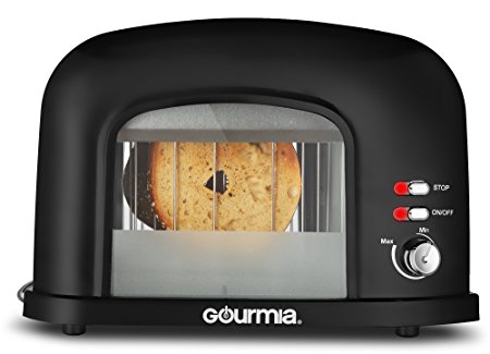 New & Improved Gourmia GWT230 - 2 Slice Motorized Toaster With See Through Window - Adjustable Instant Temperature Controls, Removable Tray