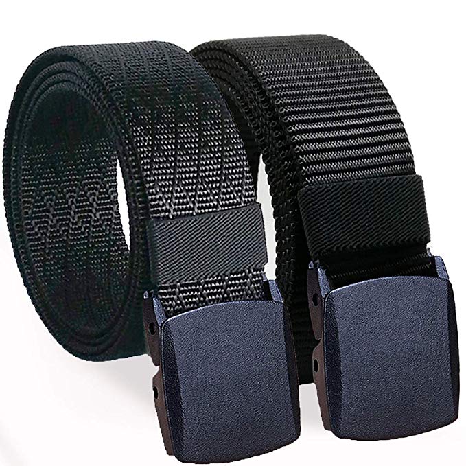 WYuZe 2 Pack Nylon Belt Outdoor Military Web Belt 1.5" Men Tactical Webbing Belt