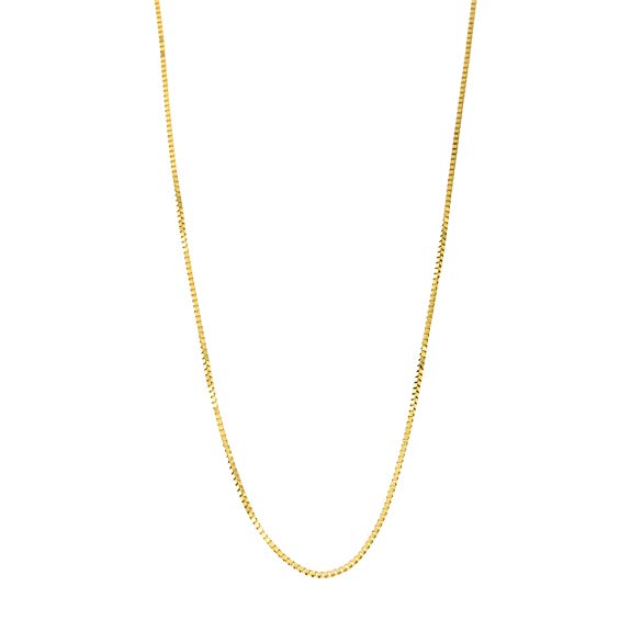 10k Yellow, White or Rose Gold Italian 0.50mm Box Chain Necklace