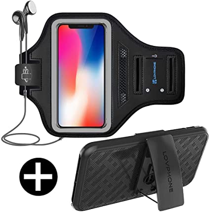 LOVPHONE iPhone 11 Pro/iPhone X/XS Armband, Sport Running Exercise Gym Case with Key Holder & Card Slot,Fingerprint Sensor Access Supported and Sweat-Proof