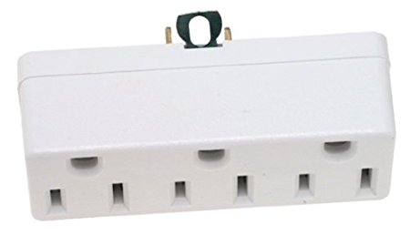 Leviton 698-W-15 Amp, 125 Volt, Grounding Triple Outlet Adapter, White