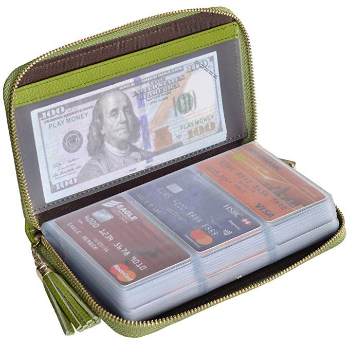 Easyoulife Credit Card Holder Wallet Womens Zipper Leather Case Purse RFID Blocking