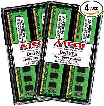 A-Tech 32GB (4 x 8GB) RAM for Dell XPS 8500, 8700 | DDR3 1600MHz PC3-12800 Non-ECC DIMM Max Memory Upgrade Kit