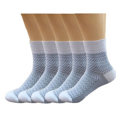 SDS Men's Deodorant Antibacterial Bamboo Fiber Crew Athletic Sock 5 Pairs