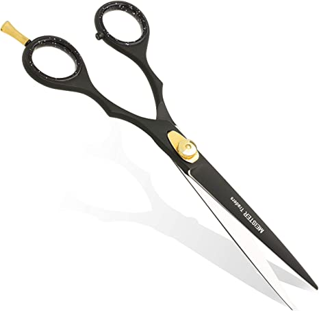 Professional Hair-Cutting Scissor, Hairdressing | Haircutting Barber Salon Home Shears for Mustache & Beard Grooming Hair. Hairdresser Styling Thinning Trimming Cutting Scissors – Men / Women Stainless Steel (Black 6.5 inch)