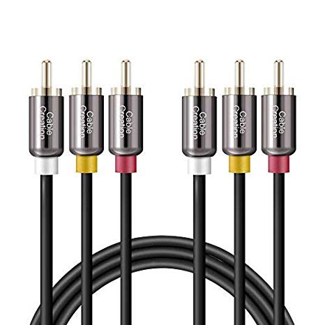 RCA Cable,CableCreation 6ft 3RCA Composite Video Audio A/V AV Y Splitter Cable for Set-Top Box,Speaker,Amplifier,DVD Player,24K Gold Plated