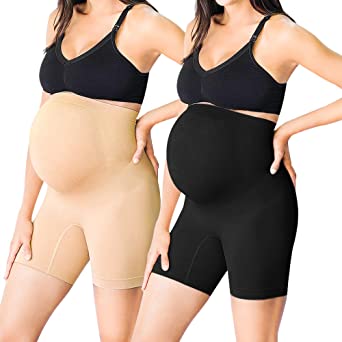 Diravo Womens Seamless Maternity Shapewear High Waist Mid-Thigh Pettipant Pregnancy Underwear for Belly Support