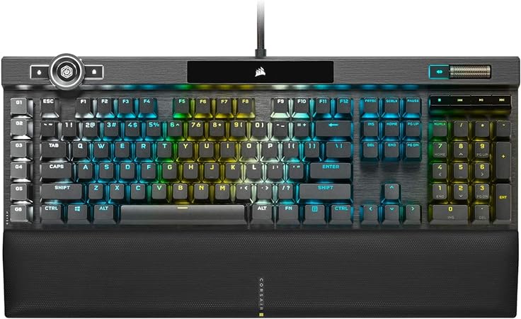 Corsair K100 RGB Mechanical Gaming Keyboard - CHERRY MX SPEED RGB Silver Keyswitches - AXON Hyper-Processing Technology for 4x Faster Throughput - 44-Zone RGB LightEdge - PBT Double-Shot Keycaps