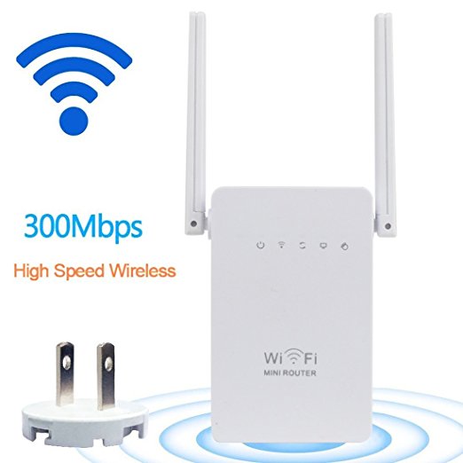 Wifi Router,Eleston 300Mbps Wireless Repeater / Wifi Range Extender / Amplifier / AP Wifi Booster With Dual External Antennas For 360 Degree WiFi Network Signal