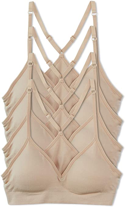 Kalon 4 Pack Racerback Sports Bralette V Neck for Women