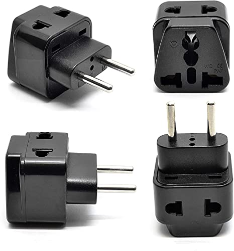 OREI Europe Power Plug Adapter Works in Russia, Turkey, Ethiopia, Korea, Monaco and More (Type C) - 4 Pack, Black