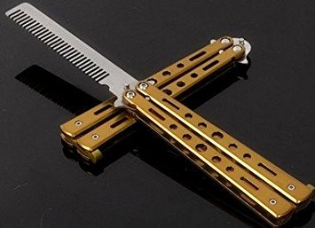 Icetek Sports Metal Practice Butterfly Trainer Knife --Gold Color