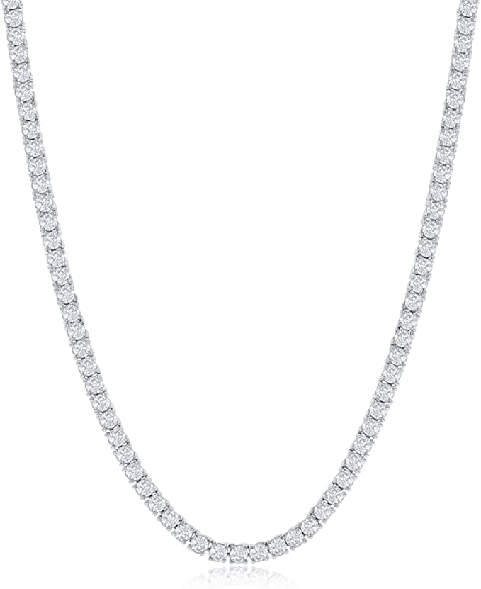 NYC Sterling Women's Magnificent 3mm Round Cubic Zirconia Tennis Necklace