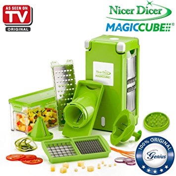 Nicer Dicer Magic Cube by Genius | 13 pieces | Fruit and vegetable slicer | As seen on TV (Green)
