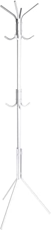 Mind Reader CRACK11-WHT Metal Coat Hat Hanger 11 Hook for Jacket, Purse, Scarf Rack, Umbrella Tree Stand, White Lightweight