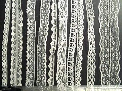 CraftbuddyUS 20m of Asstd White Vintage Lace Bridal Wedding Trim Ribbon, Craft, Card Making