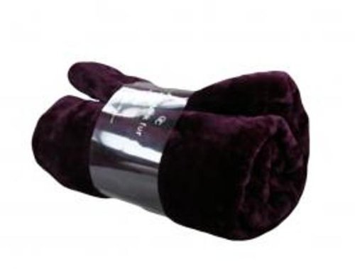 Luxurious Faux Mink Fur Fleece / Throw - Aubergine (Double - 150x200)