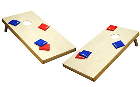 Wild Sports Regulation Size Wooden Cornhole Set Includes Eight Regulation Bags