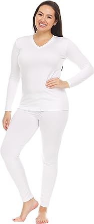 Thermajane Long Johns Thermal Underwear for Women Fleece Lined Base Layer Pajama Set Cold Weather