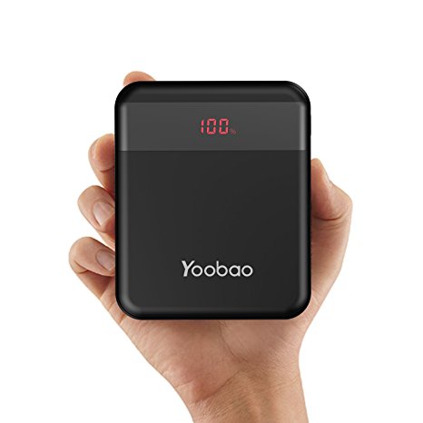 Yoobao M4Q 10000mAh Qualcomm Quick Charge 3.0 Power Bank Dual Input(USB-C & Micro)and Dual Output Portable Charger Support Huawei Fast Charge External Battery for Samsung iPhone and More-Black