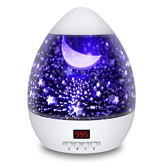 【NEWEST】Star Light Projector LBELL Rotating Baby Night Lighting Lamp with Timer Auto Shut-Off Night Light Star Moon Projection Lamp & Hanging Strap for Baby Kids to Stimulate Imagination and Curiosity (white-3)
