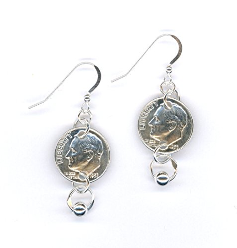60th Birthday Gift for Her 1956 Dime Silver Earrings 60th Anniversary Gift Silver Beaded Silver links Coins Jewelry 1956 Dimes