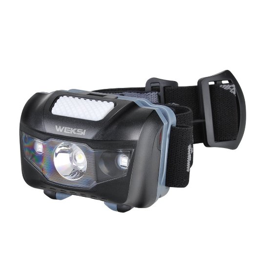 Dimmable Headlight WEKSI 120m 160 Lumens 4 Modes LED Headlamp IPX6 Zoomable Waterproof Outdoor Hands-free Helmet Light for Running / Biking / Hiking Black
