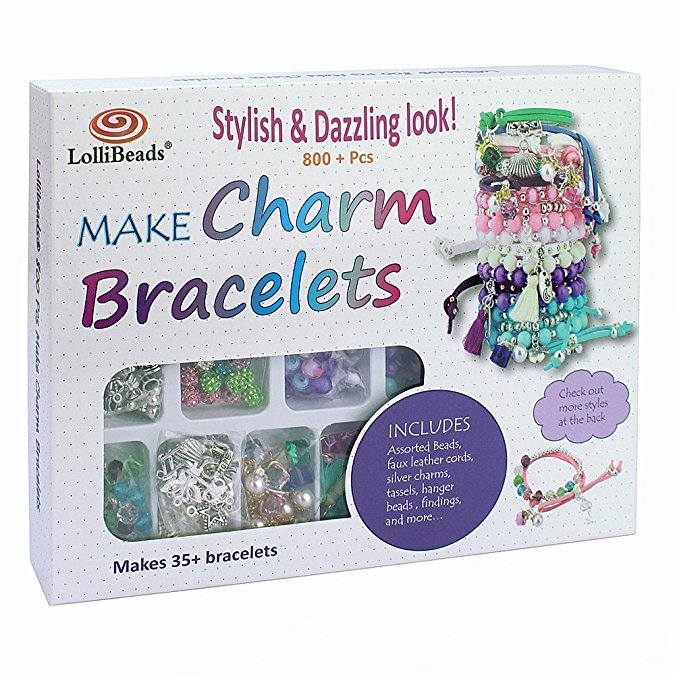 LolliBeads (TM) Make Charm Bracelets Kits 800   pcs Premium Bracelet Jewelry Making Kit Arts and Crafts for Girls Best Birthday/Christmas Gifts/Toys/DIY for Kids Friendship Bracelets Maker