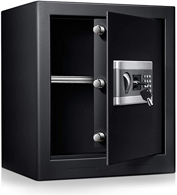 ETE ETMATE 1.53Cub Fireproof and Waterproof Security Box, Digital Combination Lock Safe with Keypad LED Indicator, for Cash Money Jewelry Guns Cabinet (Black) US STOCK