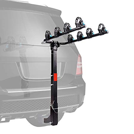 XCAR 4-Bike Bicycle Carrier Racks Hitch Mount Double Foldable Rack for Cars, Trucks, SUV's and minivans Fit for 2 Inch Hitch Receiver