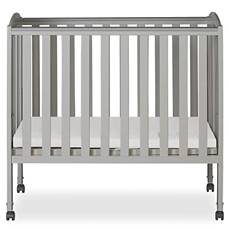 Dream On Me 2 in 1 Folding Portable Crib, Cool Grey