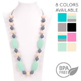 Silicone Teething Necklace for Mom to Wear by RubyRoo Baby - Baby safe BPA-Free Faceted Beads - FREE E-BOOK - Cora Beach Multi-color