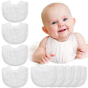 10 Pieces Muslin Baby Bandana Drool Bibs Infinity Scarf Bibs Adjustable Baby Bibs for Teething and Drooling Baby, Boy and Girl Infant Newborn