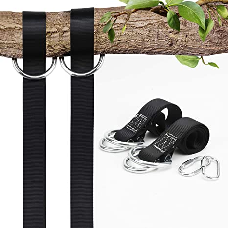 PACEARTH Swing Hanging Tree Straps Kit, Holds Max 2425 lbs, 3.5ft Long Straps with Heavy Duty Carabiners - Easy Installation and Perfect for Tree Tire Disc Swings Camping Hammocks Accessories (2 Pcs)