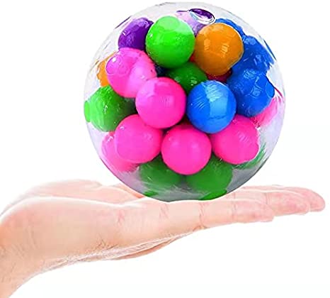 BSELLER Stress DNA Balls Stress Relief Ball with DNA Colorful Beads Inside, Stress Balls for Stress Relief Ball for Adults, Transparent