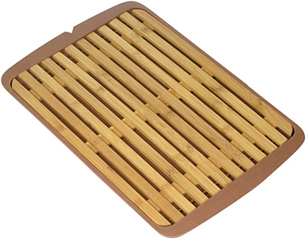 Surpahs Bamboo Fiber Bread Cutting Board with Crumb Catcher Tray (12 by 9 Inches)