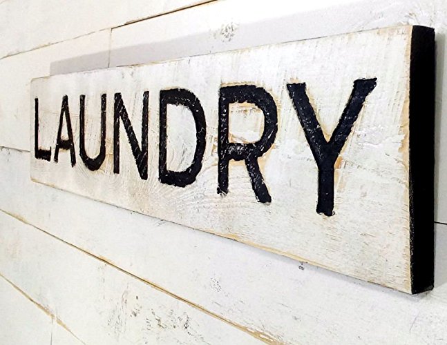 Laundry Sign - Carved in a Cypress Board Rustic Distressed Shop Advertisement Farmhouse Style Room Wooden Wood Rustic Decoration