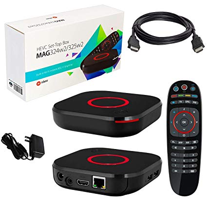 MAG 324 W2 IPTV Box 4K Support   in Built Dual WiFi   HDMI Cable   Remote   Power Adapter