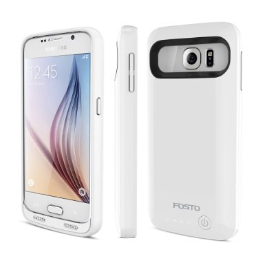 Galaxy S6 Battery Case, FOSTO Ultra Slim Portable Charger Galaxy S6 Charging Case(Not Fit Galaxy S6 Edge),3500mAh External Rechargeable Protective Power Bank for Samsung Galaxy S6 (white)