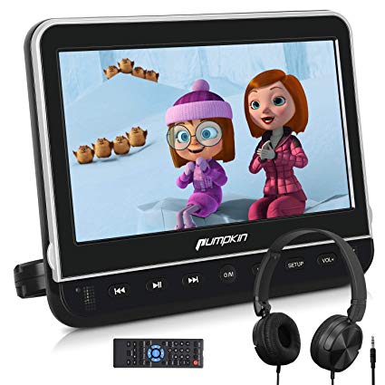 PUMPKIN 10.1 Inch Car Headrest DVD Player with Headphone, Support HDMI Input, 1080P Video, AV in Out, Region Free, USB SD, Last Memory