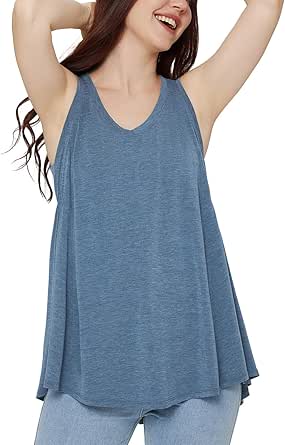 BALEAF Women's Flowy Tank Tops V-Neck Tunic Sleeveless Workout Long Loose Fit Camis Yoga T-Shirts Cute Tee for Casual Summer