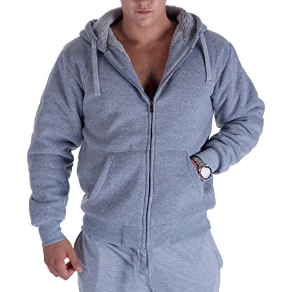 Gary Com Heavyweight Hoodies For Men 1.8 LB Full-Zip Sherpa Lined Fleece Plus Size 5XL Men's Solid Jackets
