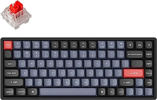 Keychron K2 Pro 75% Layout RGB Backlight Hot-Swappable Wireless/Wired Mechanical Keyboard, QMK/VIA Programmable Macro with Keychron K Pro Red Switch PBT Keycap for Mac Windows Linux Aluminium Frame