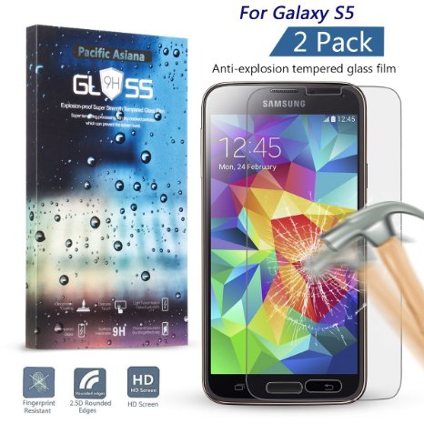 [2-pack] Samsung Galaxy S5 0.3MM Ultra Thin HD Screen Protector, Pacific Asiana [Tempered Glass] Ballistic Shield - Protector Your Phone from Scratches and Drops - 99% Clarity and Touchscreen Accuracy